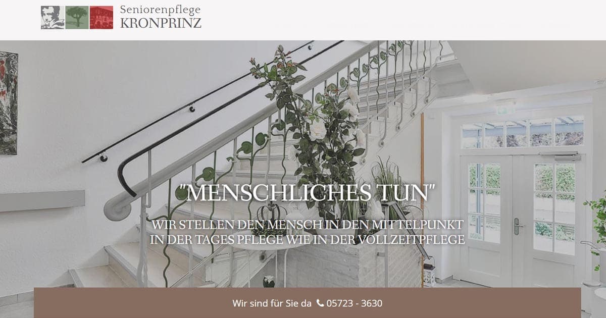 Seniorenpflege im Haus Kronprinz – Webseite
